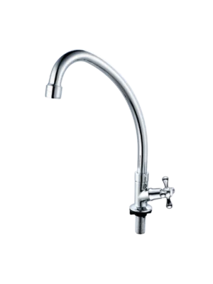 Llave para cocina de mesa – Pomo Cruz Oval - Cromado