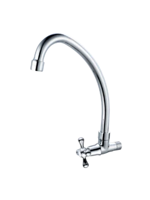 Llave para cocina de pared – Pomo Cruz Oval - Cromado