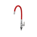 Llave flexible para cocina de mesa – cuello de PVC flexible - Rojo - Cromado