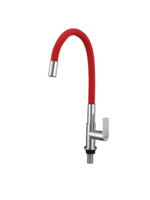 llave cocina mesa cromado rojo