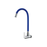 Llave flexible para cocina de pared – cuello de PVC flexible - Azul - Cromado