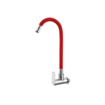 Llave flexible para cocina de pared – cuello de PVC flexible - Rojo - Cromado
