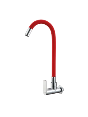 llave cocina pared cromado rojo