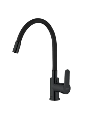 Mezcladora monomando de cocina cuello flexible - Negro - Negro Mate