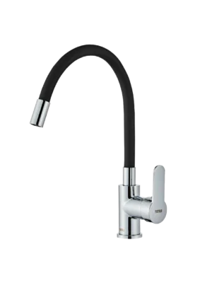 Mezcladora monomando de cocina cuello flexible - Negro - Cromado