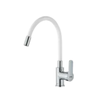 Mezcladora monomando de cocina cuello flexible - Blanco - Cromado