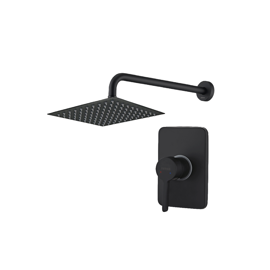 Set de ducha Round Lever con ducha fija 20 cm - Negro Mate