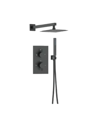 Mezcladora termostática de ducha Round Lever - Negro Mate