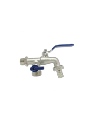 Llave para manguera dual de doble salida - Cromado