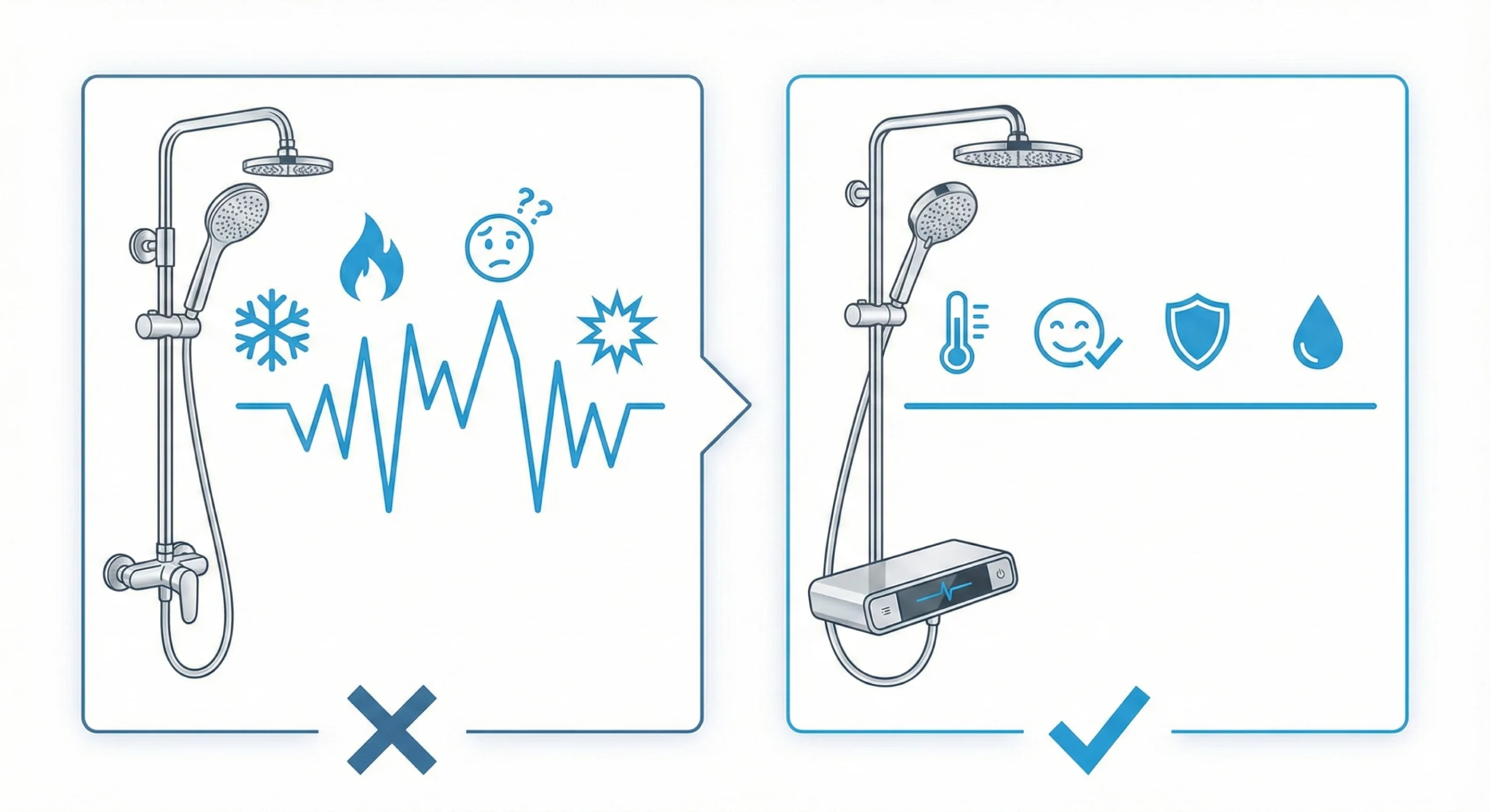 Comparación ducha termostática vs tradicional