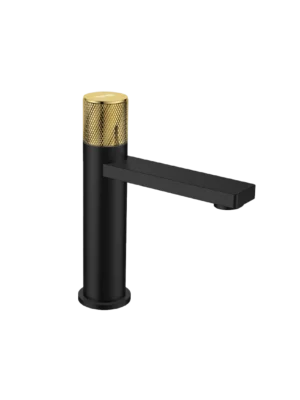 Mezcladora monomando lavamanos Nero Baja - Negro/Dorado