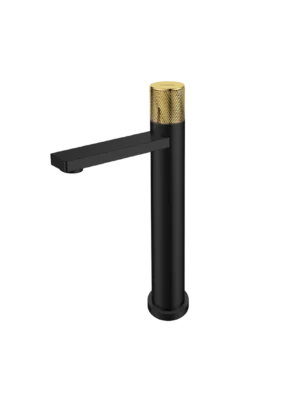 Mezcladora monomando lavamanos Nero alta - Negro/Dorado