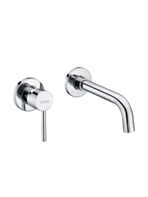 Mezcladora monomando lavamanos de pared Round Lever - Cromado