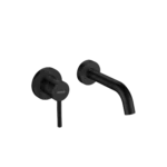 Mezcladora monomando lavamanos de pared Round Lever - Negro Mate