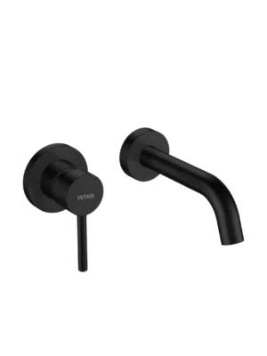 Mezcladora monomando lavamanos de pared Round Lever - Negro Mate