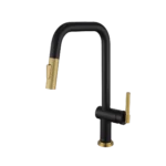 Mezcladora monomando de cocina Levante - Negro/Dorado