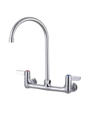 Mezcladora de cocina industrial de pared pico en C alto - Cromado