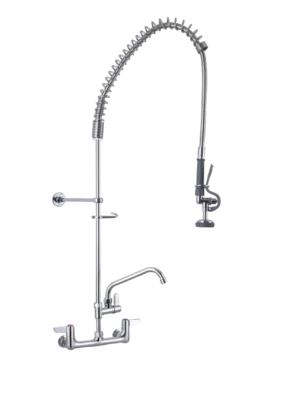 Mezcladora de cocina industrial de pared pico dual alta - Cromado