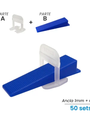 Set Niveladores de Cerámica con Cuñetas y Anclas - 1mm (50pcs)
