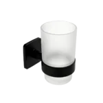 Portacepillos con Vaso de Vidrio Serie 111 - Negro Mate