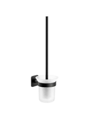 Escobillero con Vaso de Vidrio Serie 111 - Negro Mate