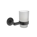 Portacepillos con Vaso de Vidrio Serie 227 - Negro Mate