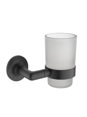 Portacepillos con Vaso de Vidrio Serie 227 - Negro Mate
