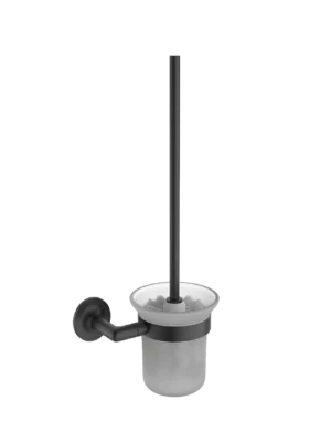 Escobillero con Vaso de Vidrio Serie 227 - Negro Mate